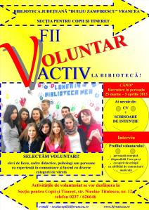 Afis recrutare voluntari biblioteca